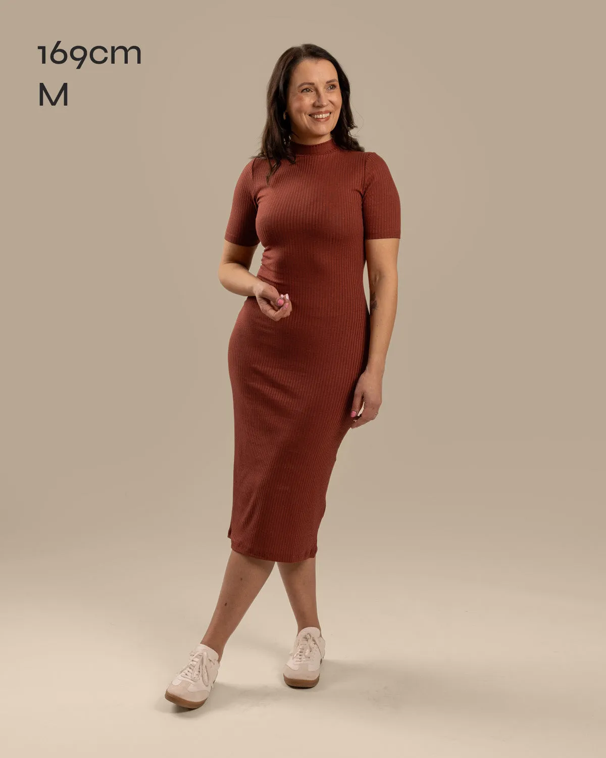 Ribbed T-Shirt Dress Mahogany sold by Ivalo.com product image thumbnail 2