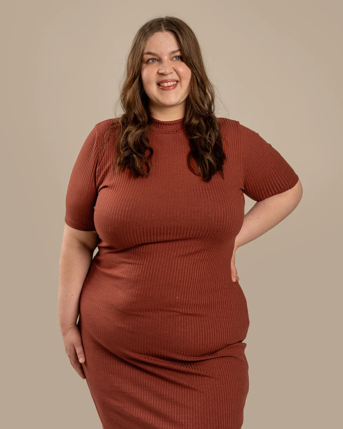 Ribbed T-Shirt Dress Mahogany sold by Ivalo.com product image thumbnail 5