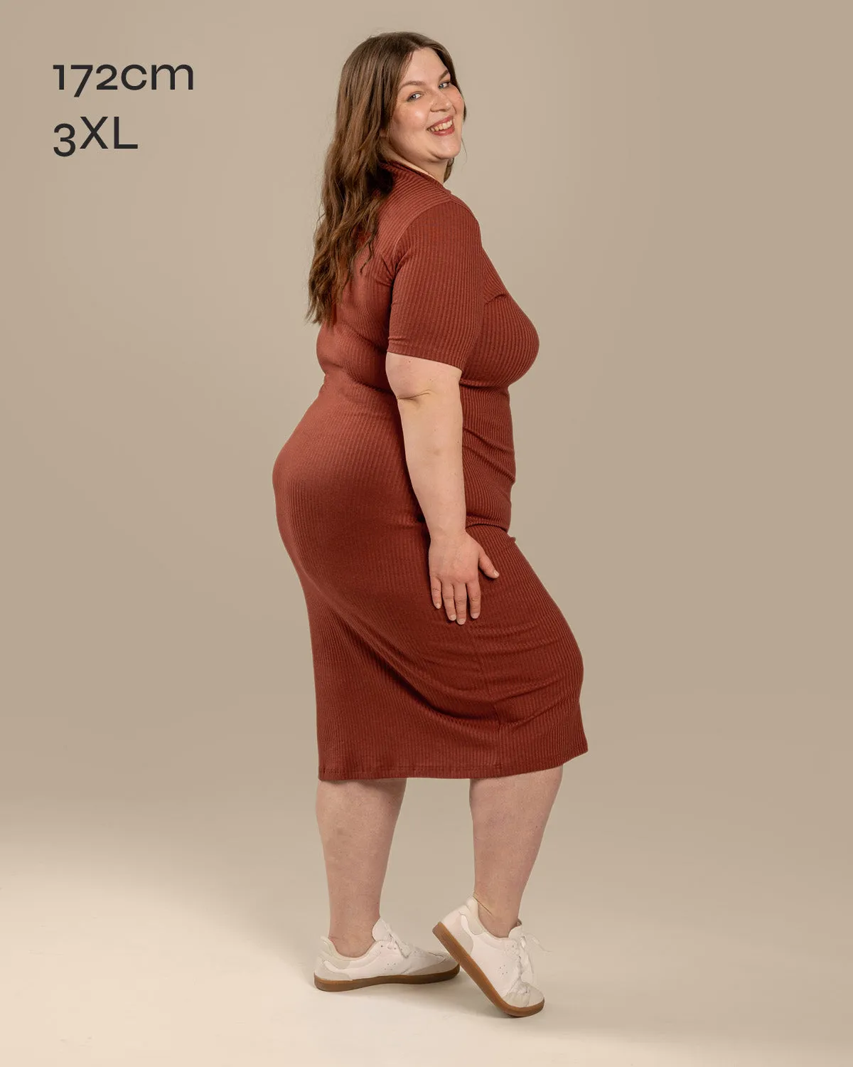 Ribbed T-Shirt Dress Mahogany sold by Ivalo.com product image thumbnail 4