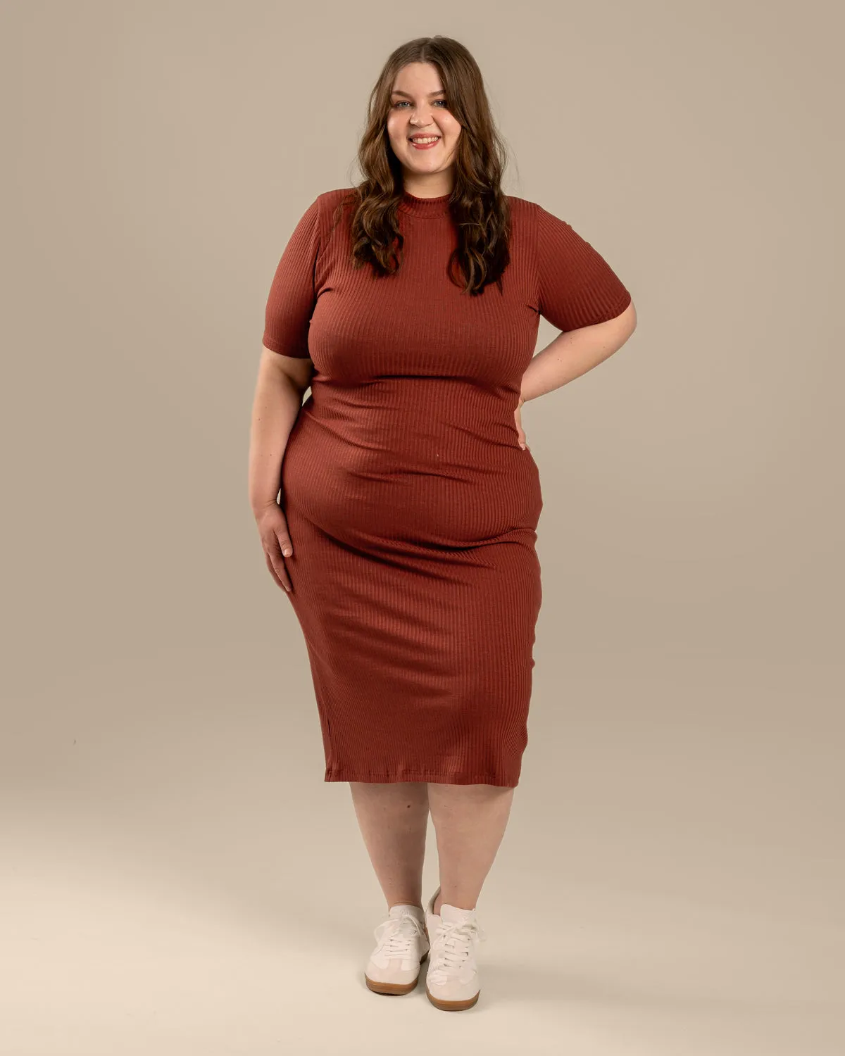 Ribbed T-Shirt Dress Mahogany sold by Ivalo.com product image thumbnail 3