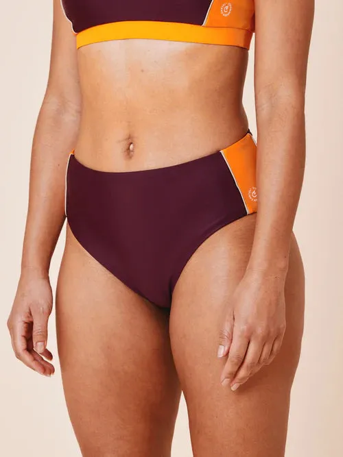 Ubud Colorblock Highwaisted Bikini Bottom Deep/Flame sold by Ivalo.com