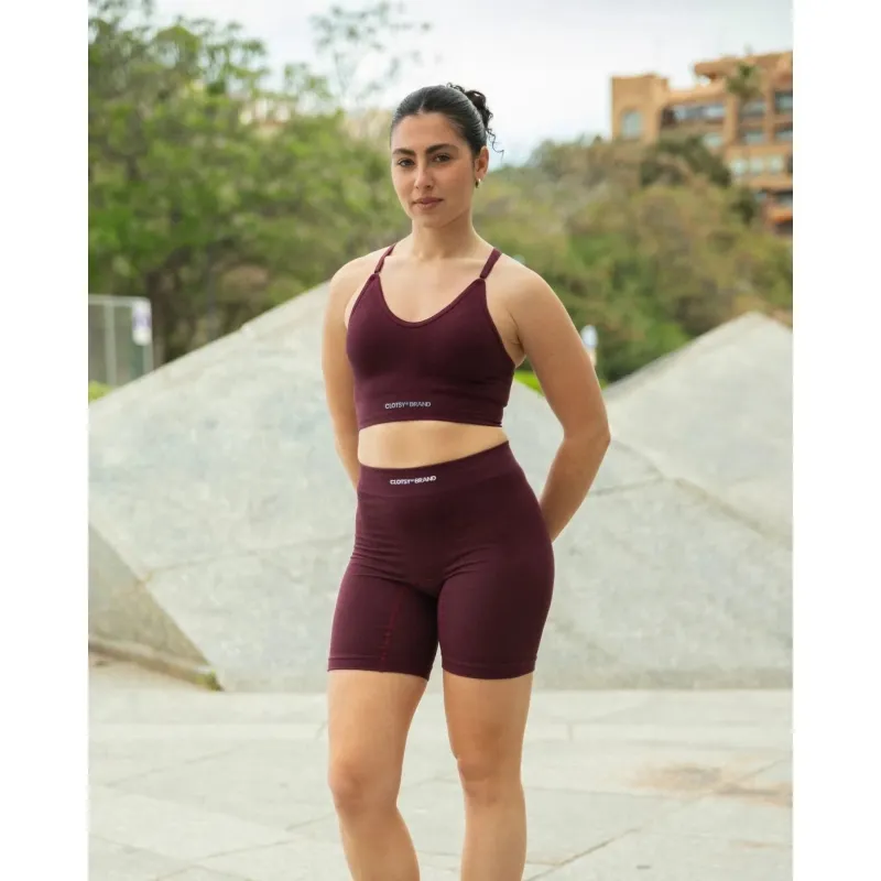 Move Crossover Top & Biker Shorts Set Burgundy sold by Ivalo.com