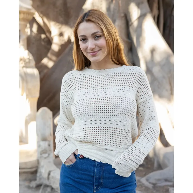 Openwork Knit Sweater Beige sold by Ivalo.com