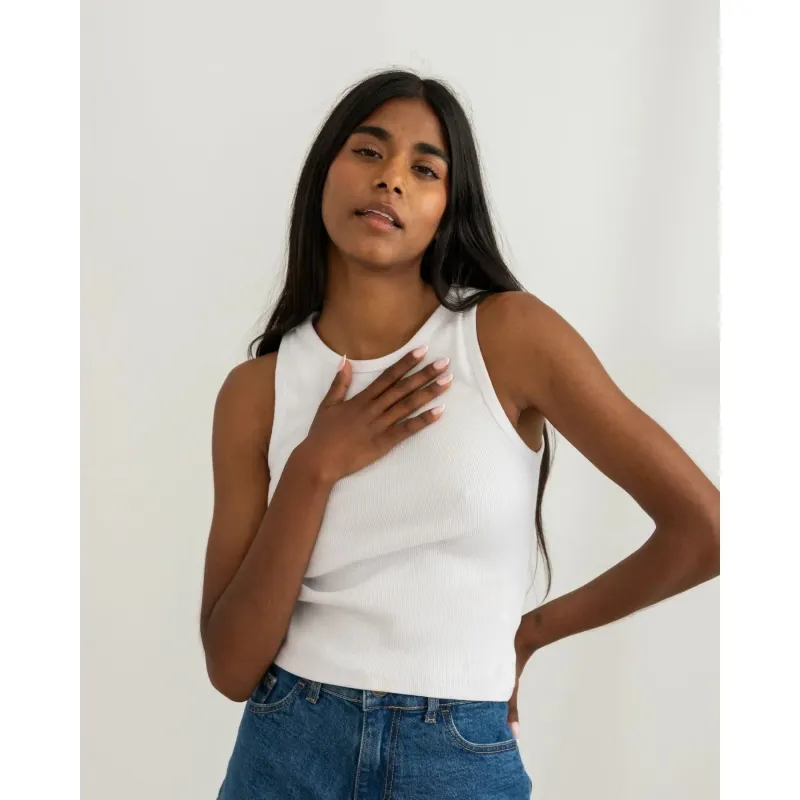 Ribbed Tank Top White sold by Ivalo.com