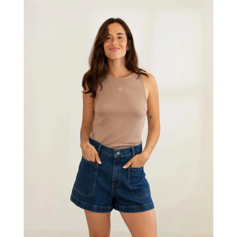 Ribbed Tank Top Mocha sold by Ivalo.com
