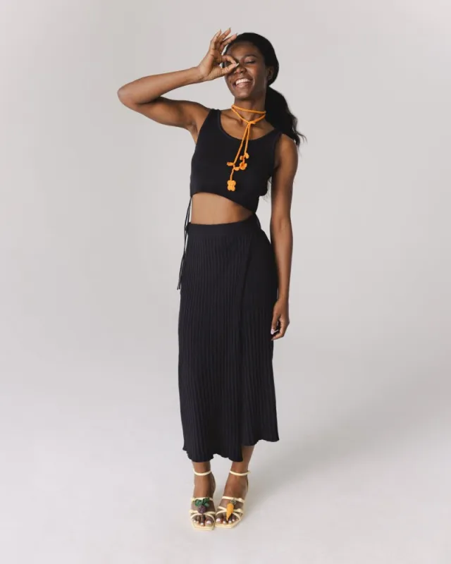 Šatrija Set Cotton Wrap Skirt & Drebulė Crop Top Black sold by Ivalo.com