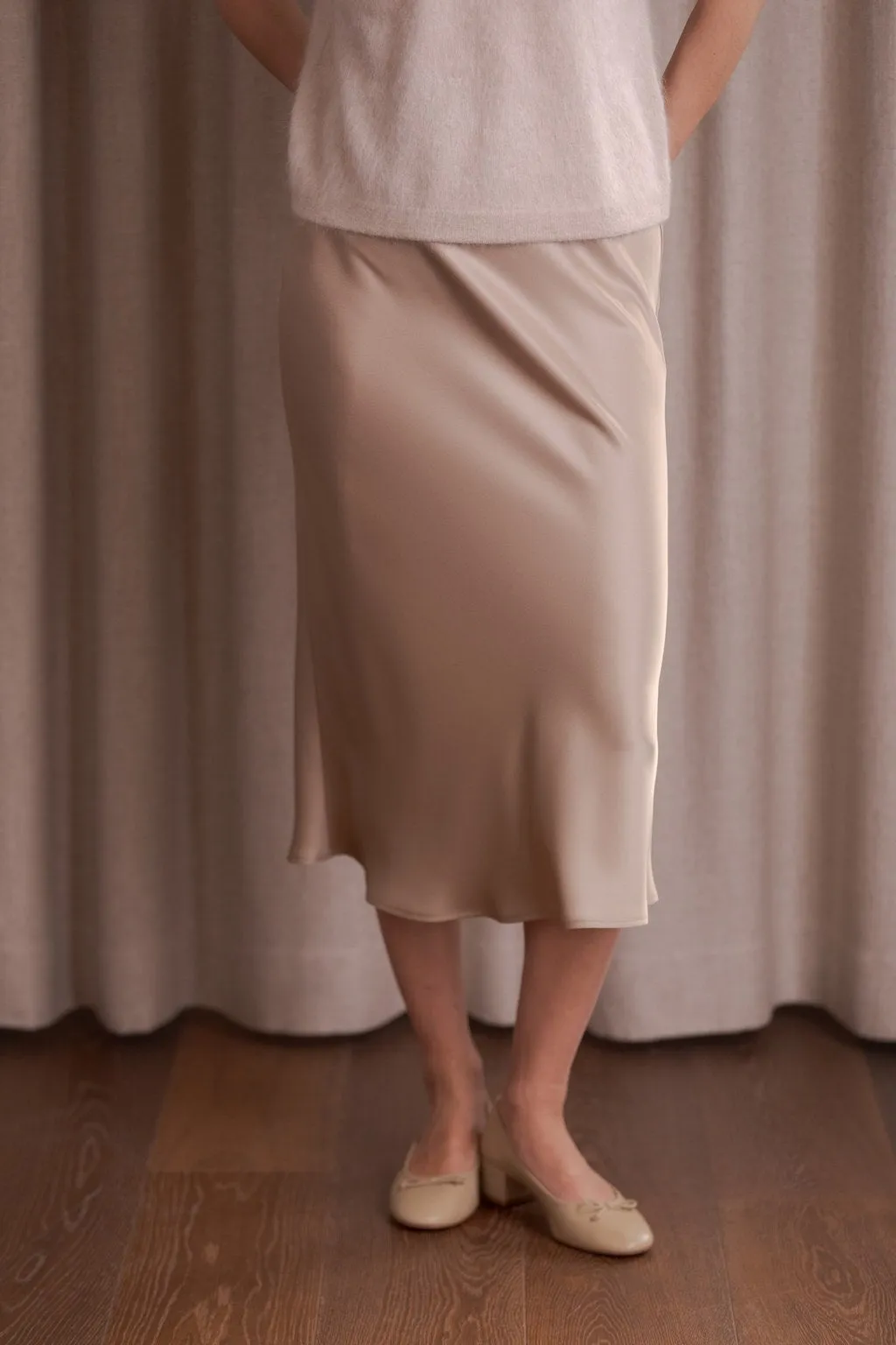 Tianna Midi Satin Skirt Latte sold by Ivalo.com