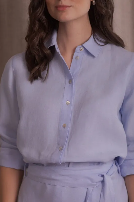 Lilly Linen Collar Shirt Sky sold by Ivalo.com