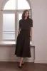 Liana Wide-hemmed Linen Skirt Dark Chocolate sold by Ivalo.com