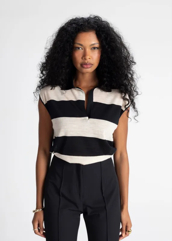 Sleeveless Wool Polo Top Stripes sold by Ivalo.com
