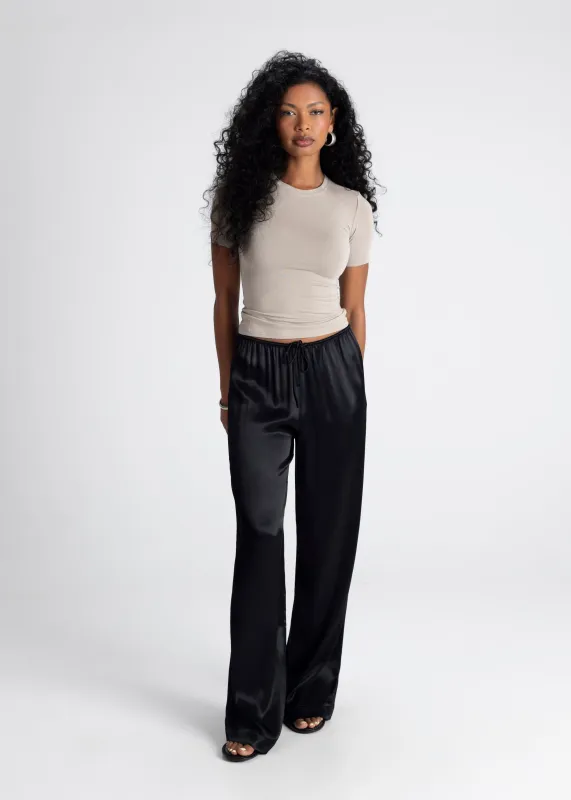 Giulia Loose Satin Pants Black sold by Ivalo.com