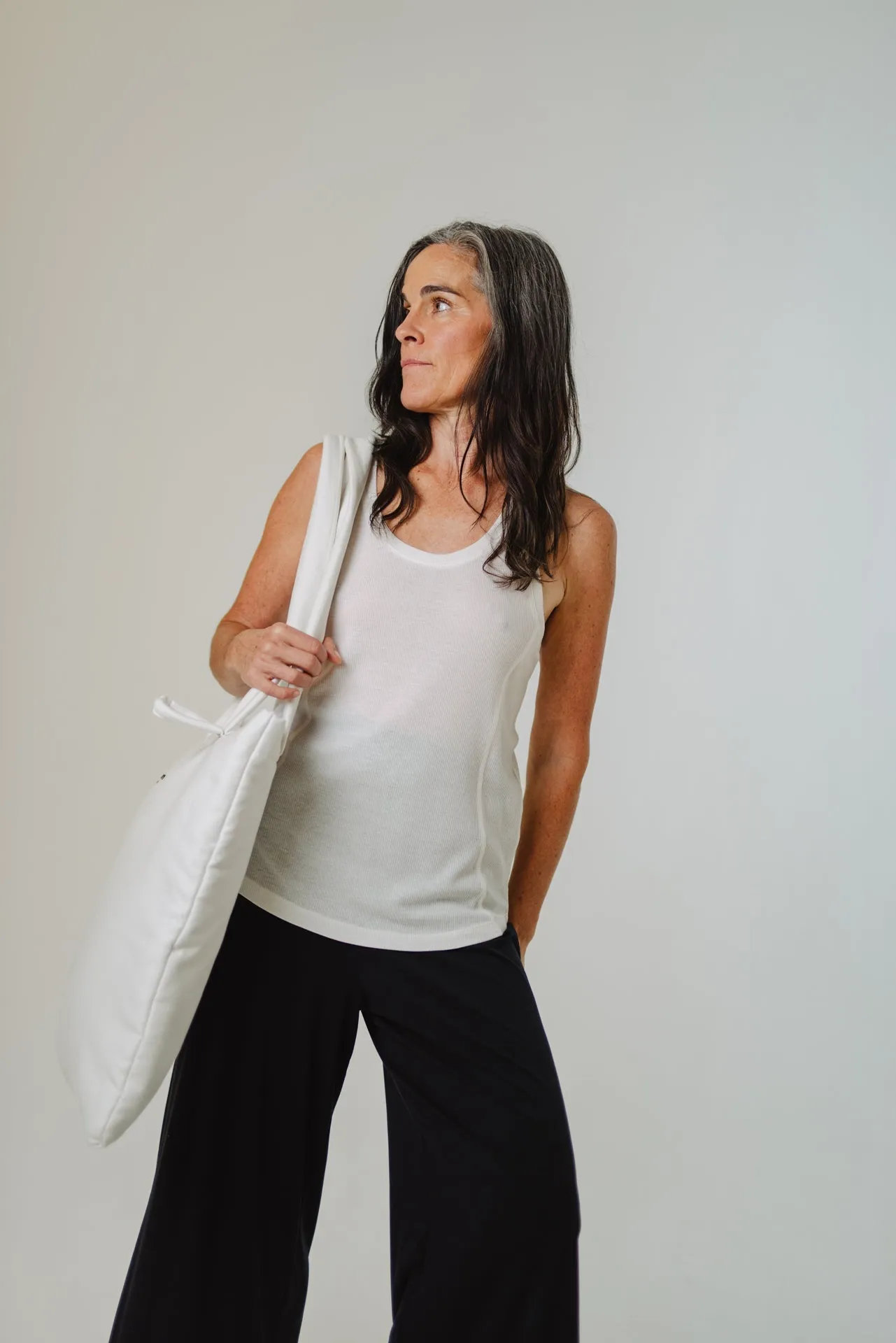 Ribbed Tech Tank Top Off White sold by Ivalo.com