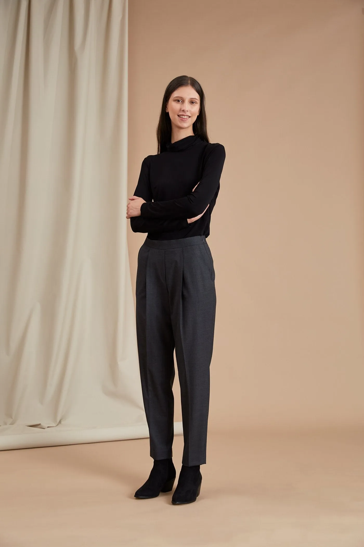 Cindy High Waist Trousers Grey Melange sold by Ivalo.com product image thumbnail 3