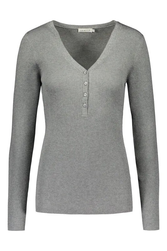 May Fitted Viscose Knit Top Grey Melange sold by Ivalo.com