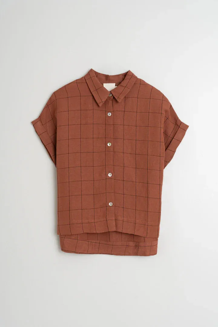 Windowpane Check Shirt Chocolate sold by Ivalo.com product image thumbnail 2
