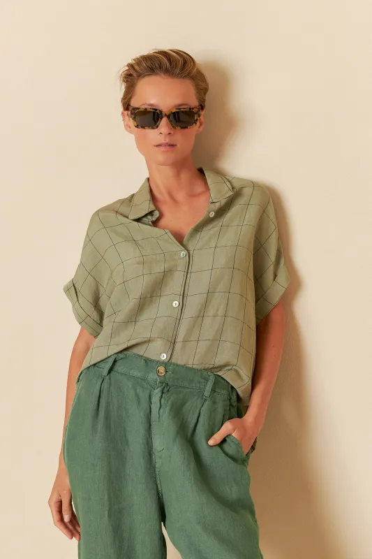 Windowpane Check Shirt Moss Green sold by Ivalo.com