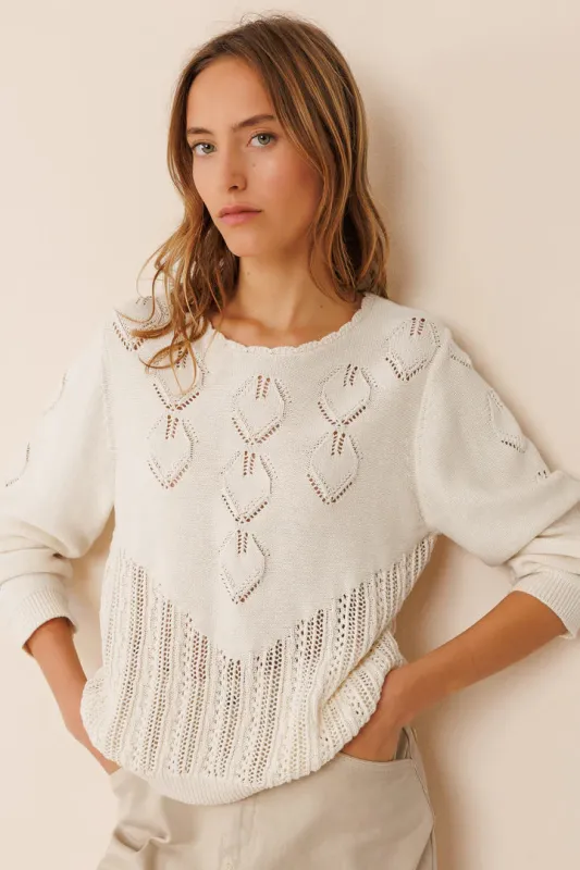 Crochet Effect Sweater White sold by Ivalo.com