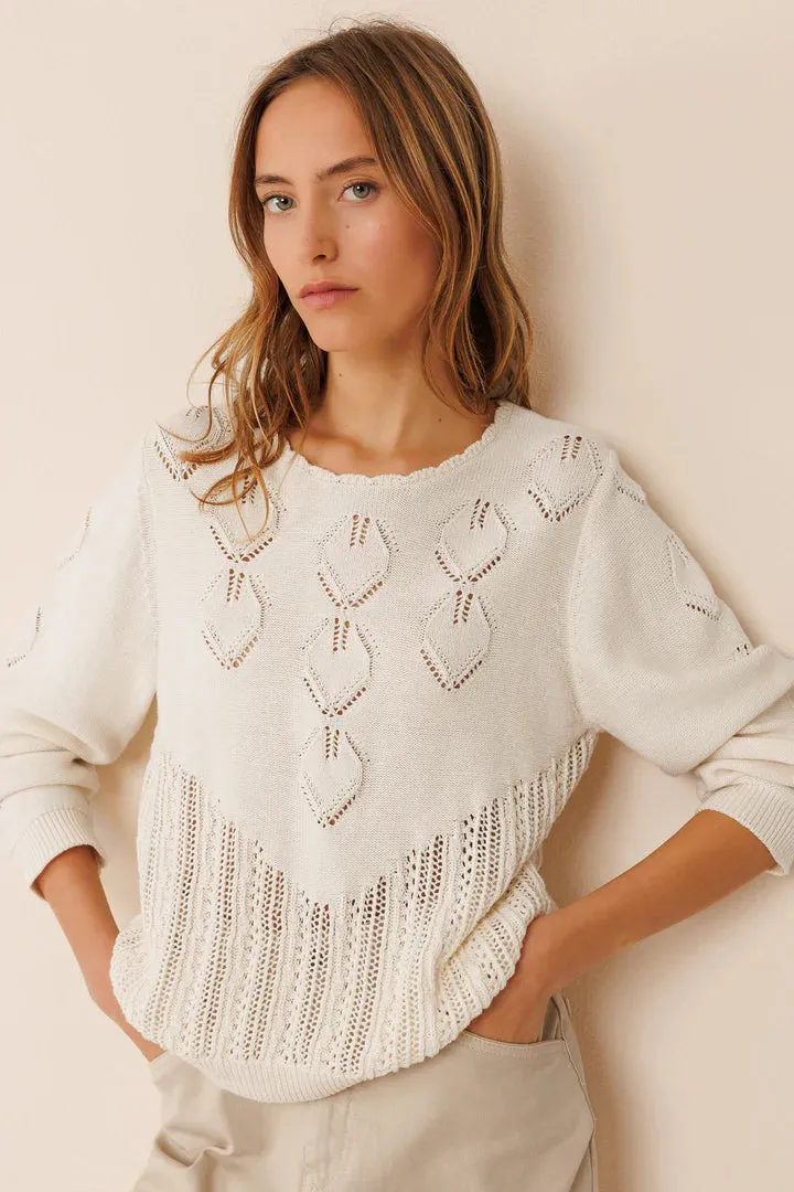 Crochet Effect Sweater White sold by Ivalo.com
