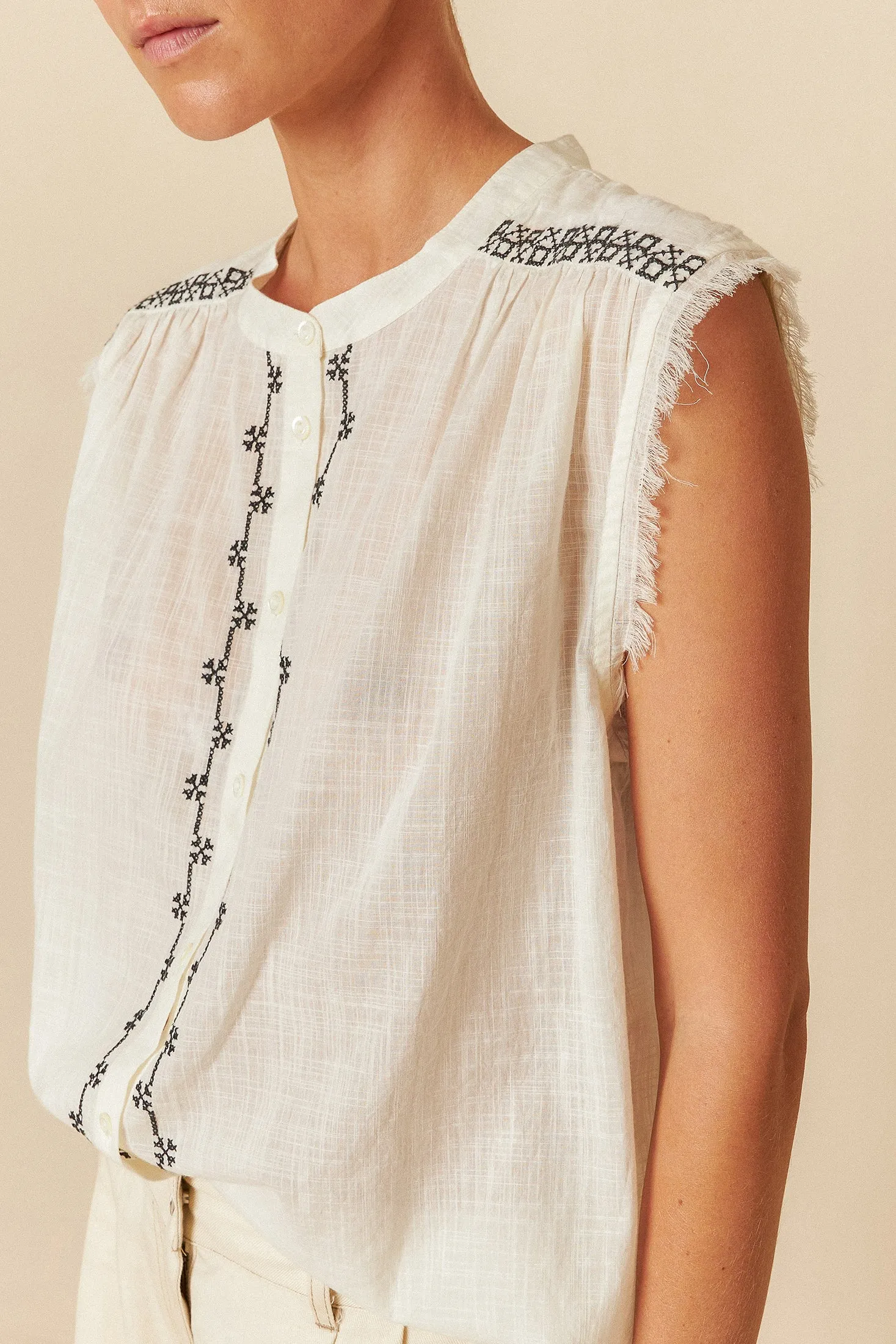 Cross Stitch Emroidered Shirt Ecru sold by Ivalo.com