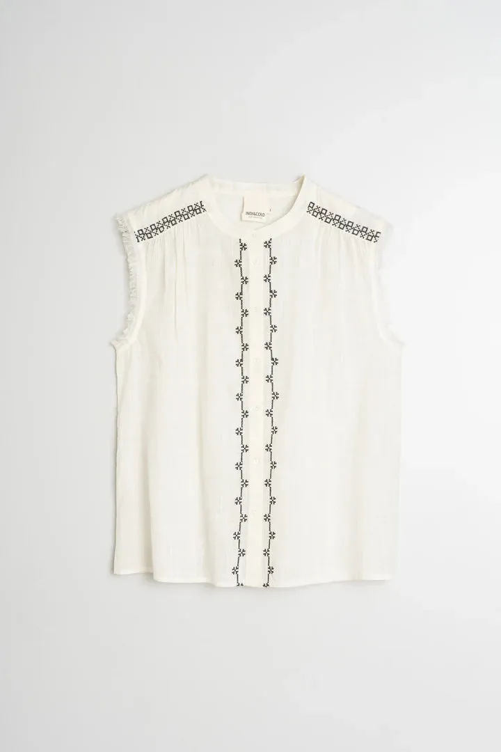 Cross Stitch Emroidered Shirt Ecru sold by Ivalo.com product image thumbnail 5