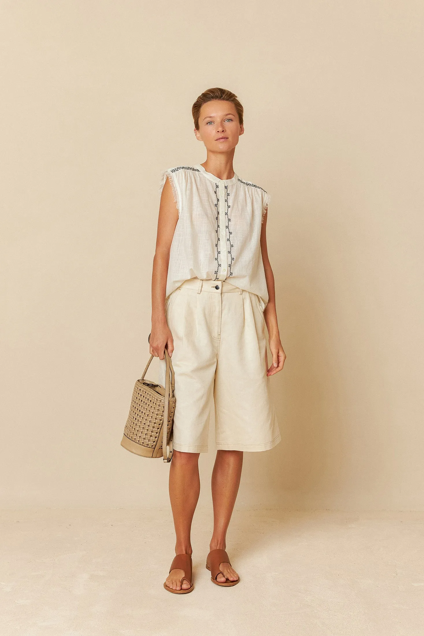 Cross Stitch Emroidered Shirt Ecru sold by Ivalo.com product image thumbnail 3