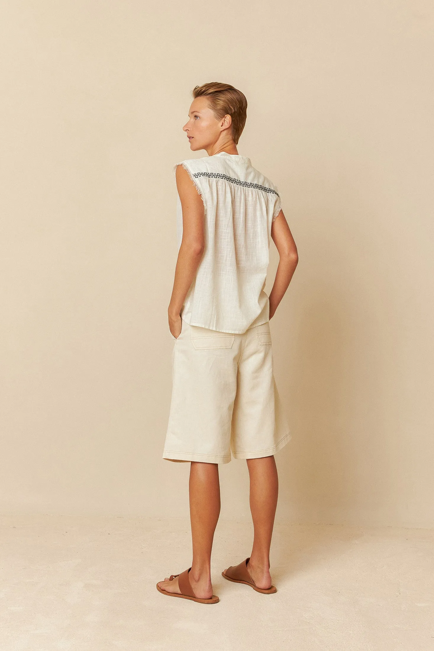 Cross Stitch Emroidered Shirt Ecru sold by Ivalo.com product image thumbnail 4