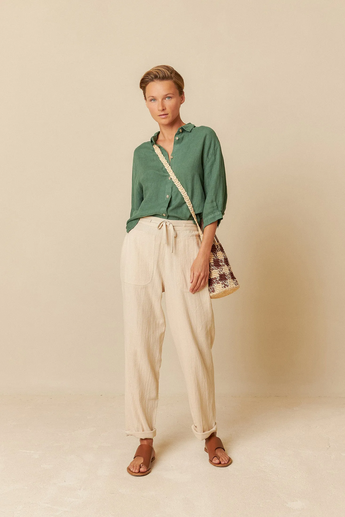 Linen Box Cut Shirt Emerald sold by Ivalo.com product image thumbnail 4