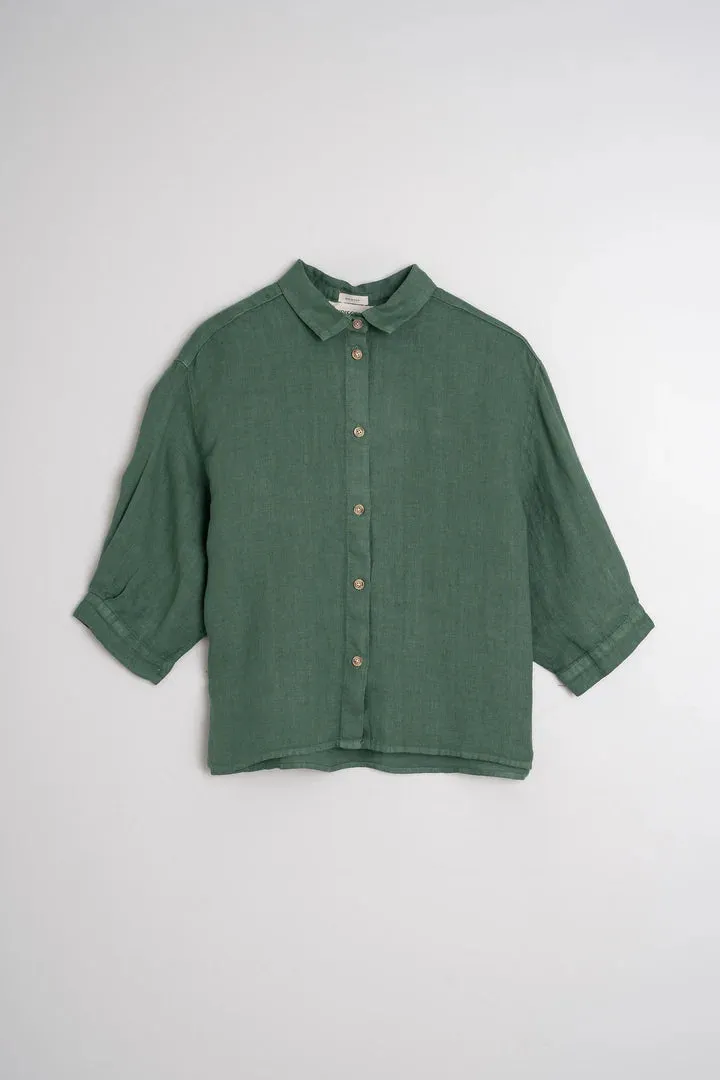 Linen Box Cut Shirt Emerald sold by Ivalo.com product image thumbnail 5
