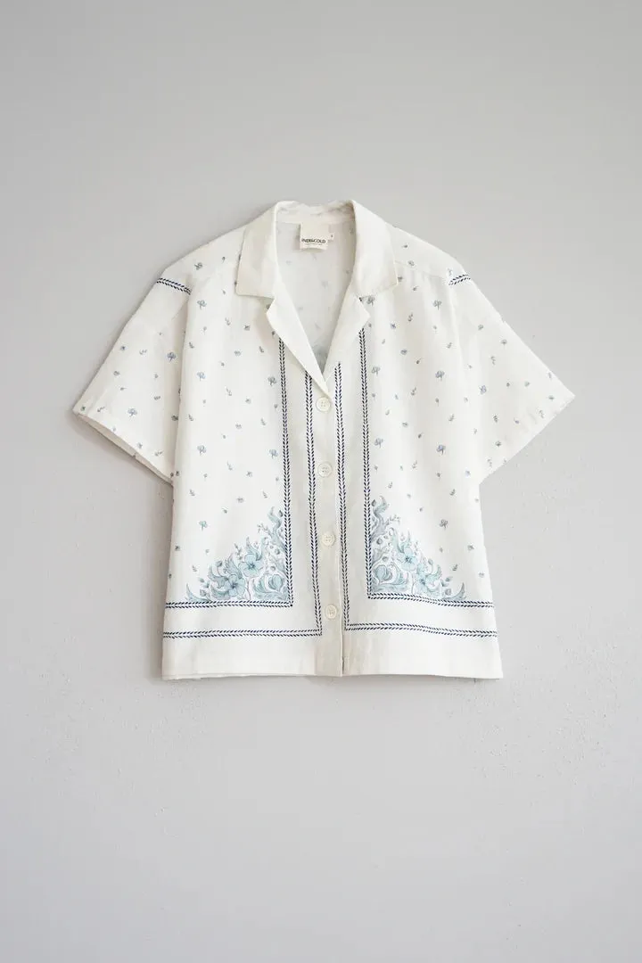 Cotton Flower Shirt Ecru sold by Ivalo.com