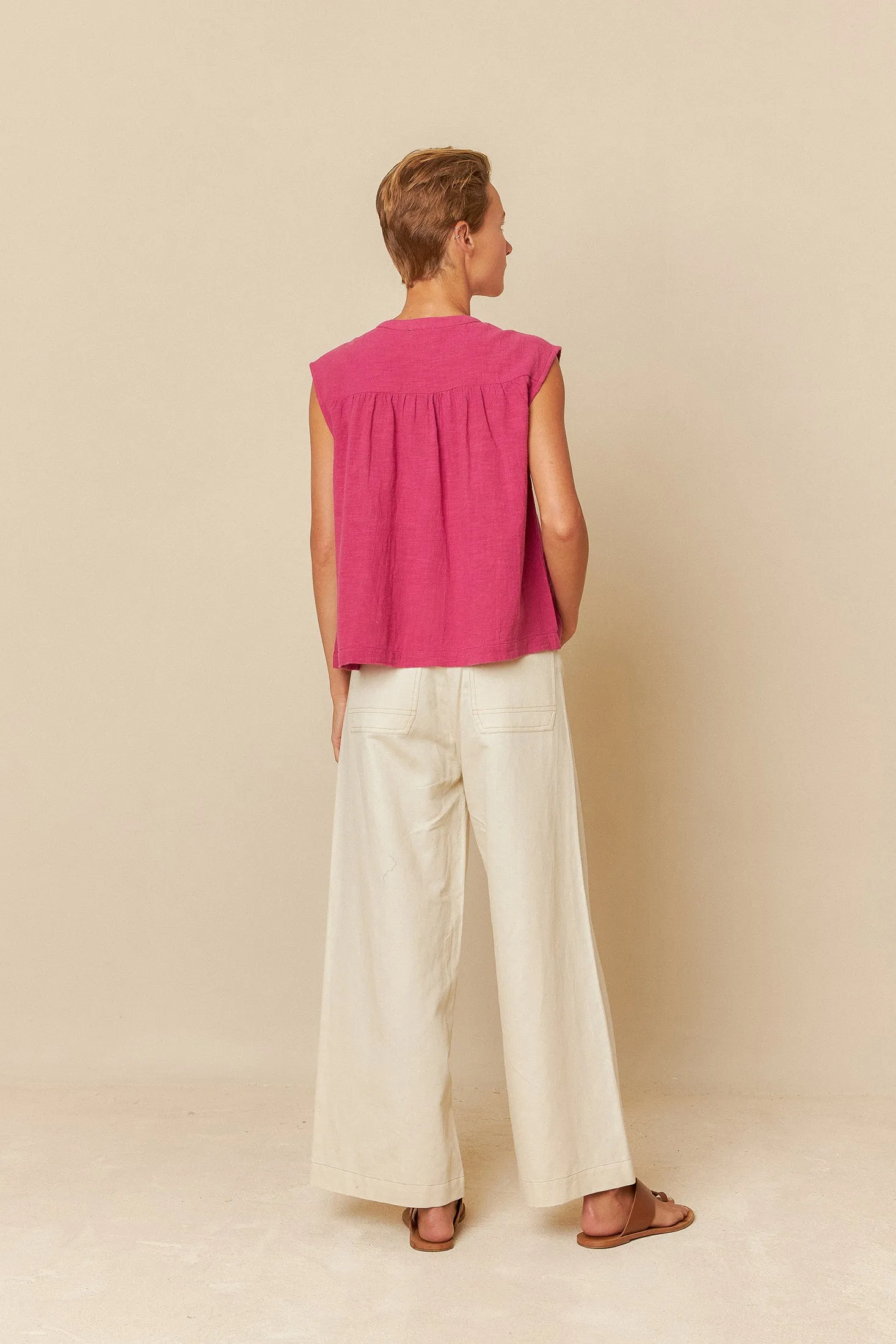 Gauze Pleated Blouse Cardinal Pink sold by Ivalo.com product image thumbnail 2