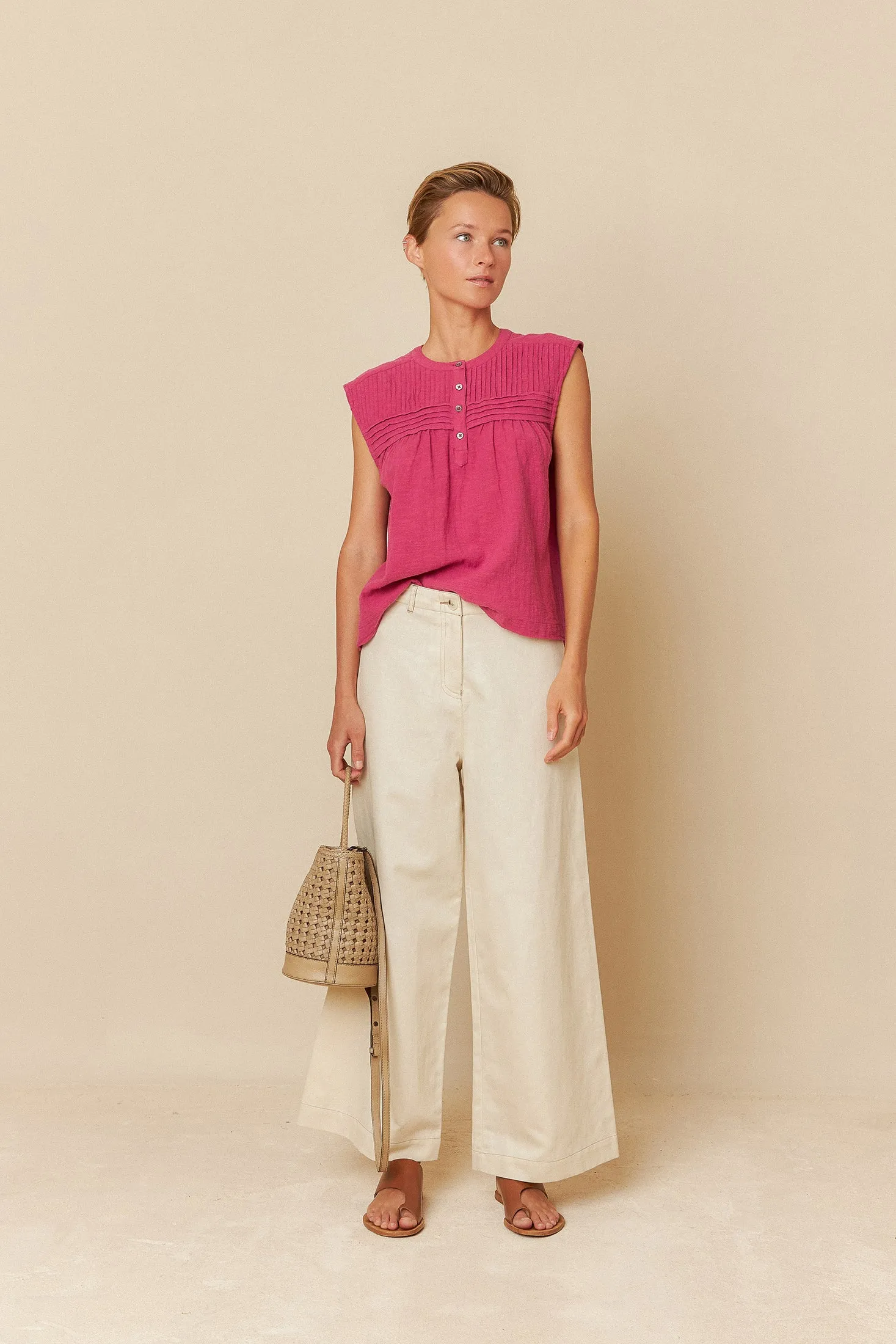 Gauze Pleated Blouse Cardinal Pink sold by Ivalo.com product image thumbnail 3