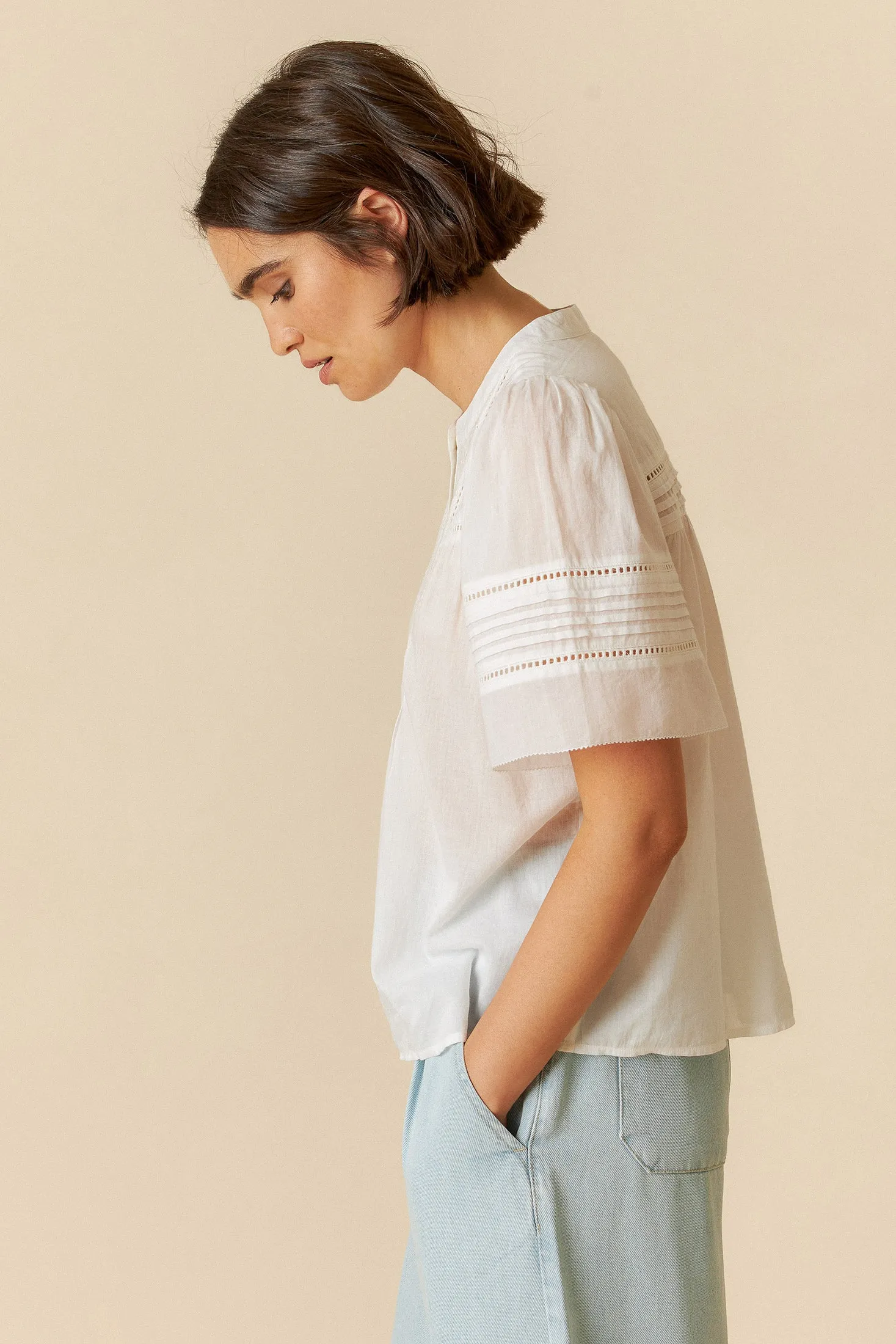 Embroidered Voile Blouse White sold by Ivalo.com product image thumbnail 2