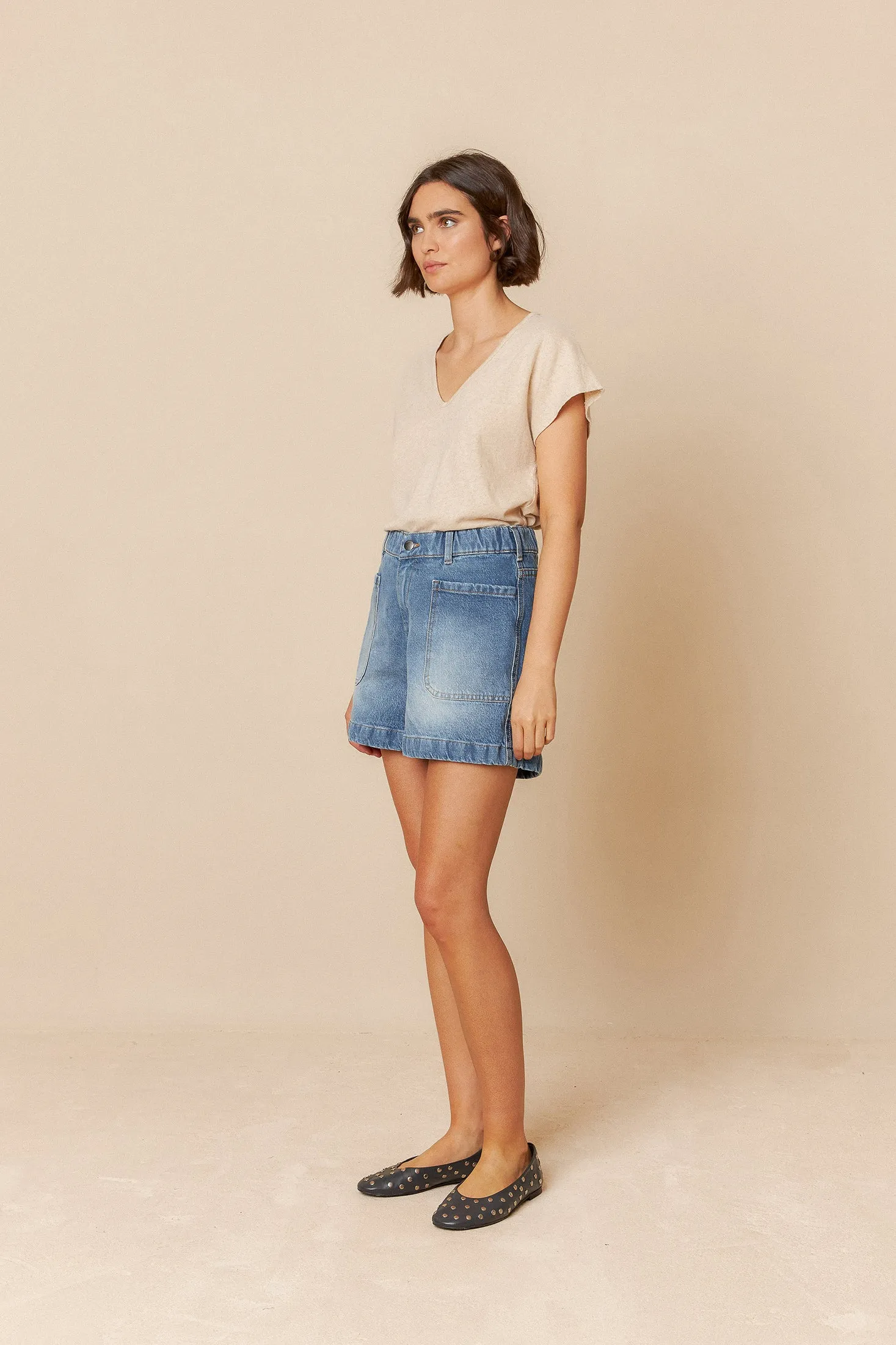 Rustic Effect Melange T-Shirt Linen Beige sold by Ivalo.com product image thumbnail 4