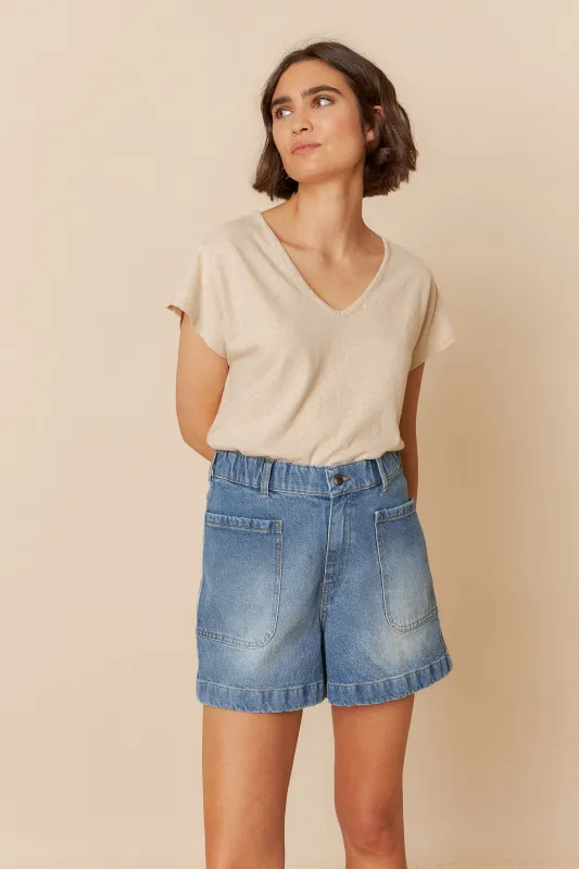 Rustic Effect Melange T-Shirt Linen Beige sold by Ivalo.com