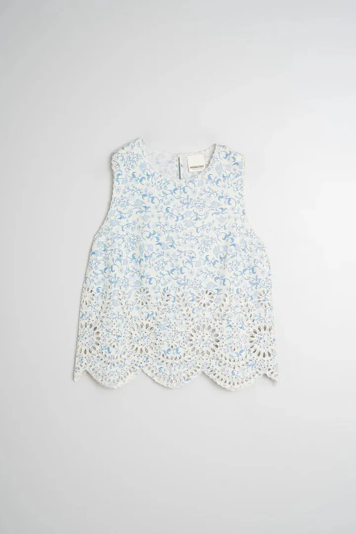Embroidered Poplin Top Blue Floral sold by Ivalo.com product image thumbnail 5