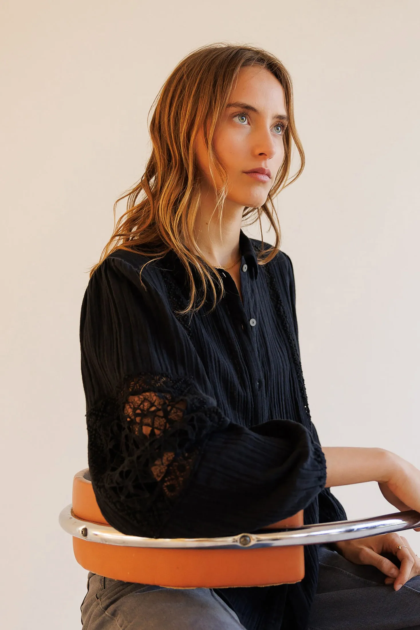 Double Gauze Shirt Black sold by Ivalo.com product image thumbnail 4