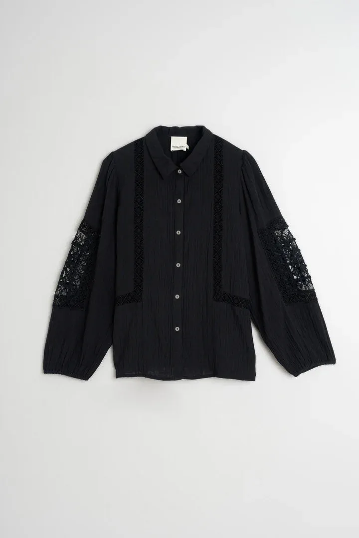 Double Gauze Shirt Black sold by Ivalo.com product image thumbnail 5