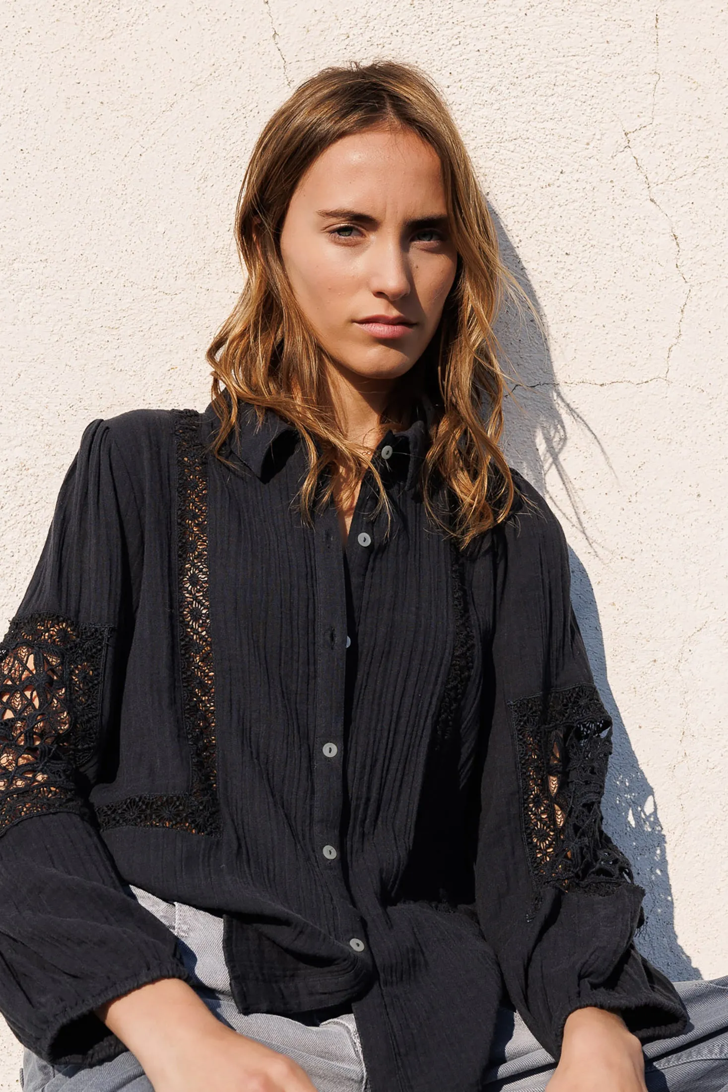 Double Gauze Shirt Black sold by Ivalo.com