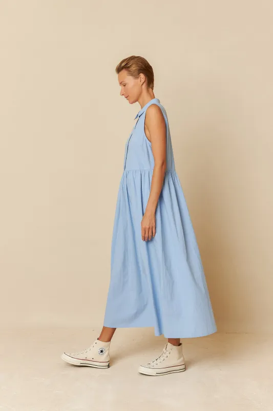 Poplin Shirt Dress Sky Blue sold by Ivalo.com