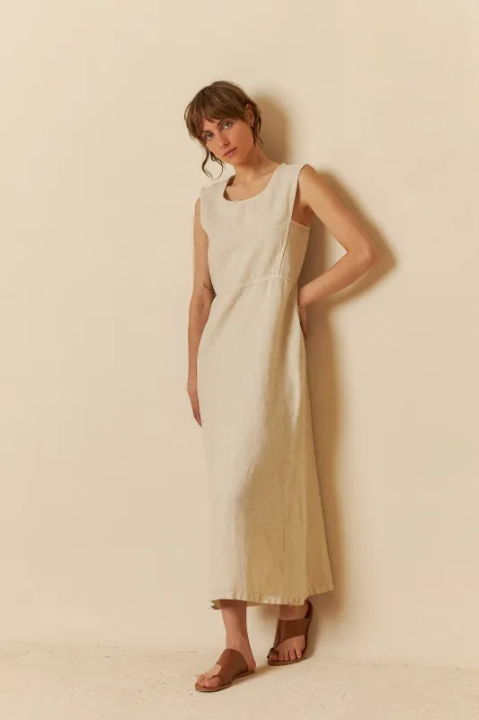 Linen Midi Dress Stone sold by Ivalo.com