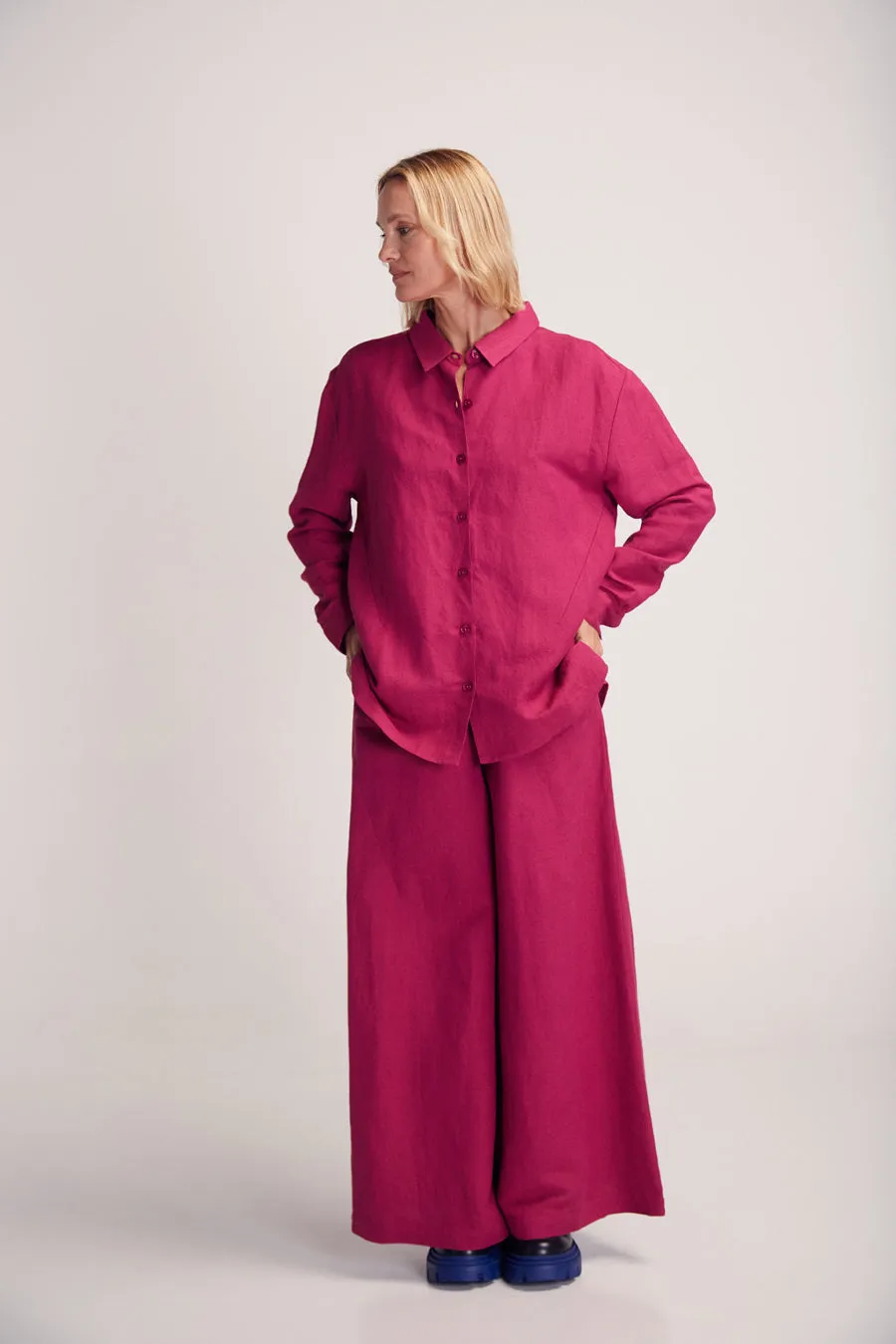 Iya Linen Blend Shirt Magenta sold by Ivalo.com