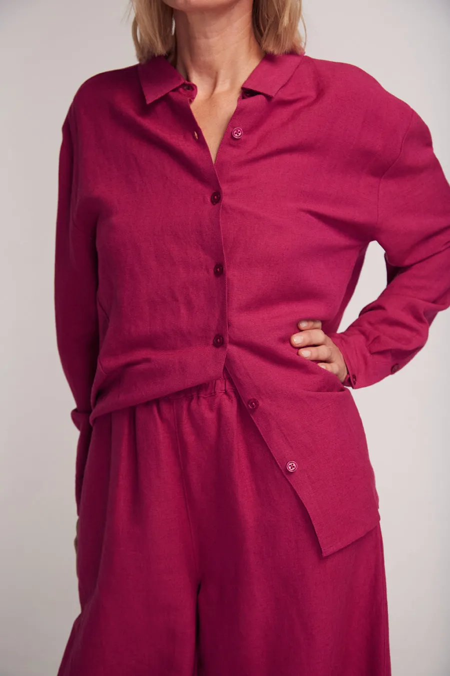 Iya Linen Blend Shirt Magenta sold by Ivalo.com product image thumbnail 4