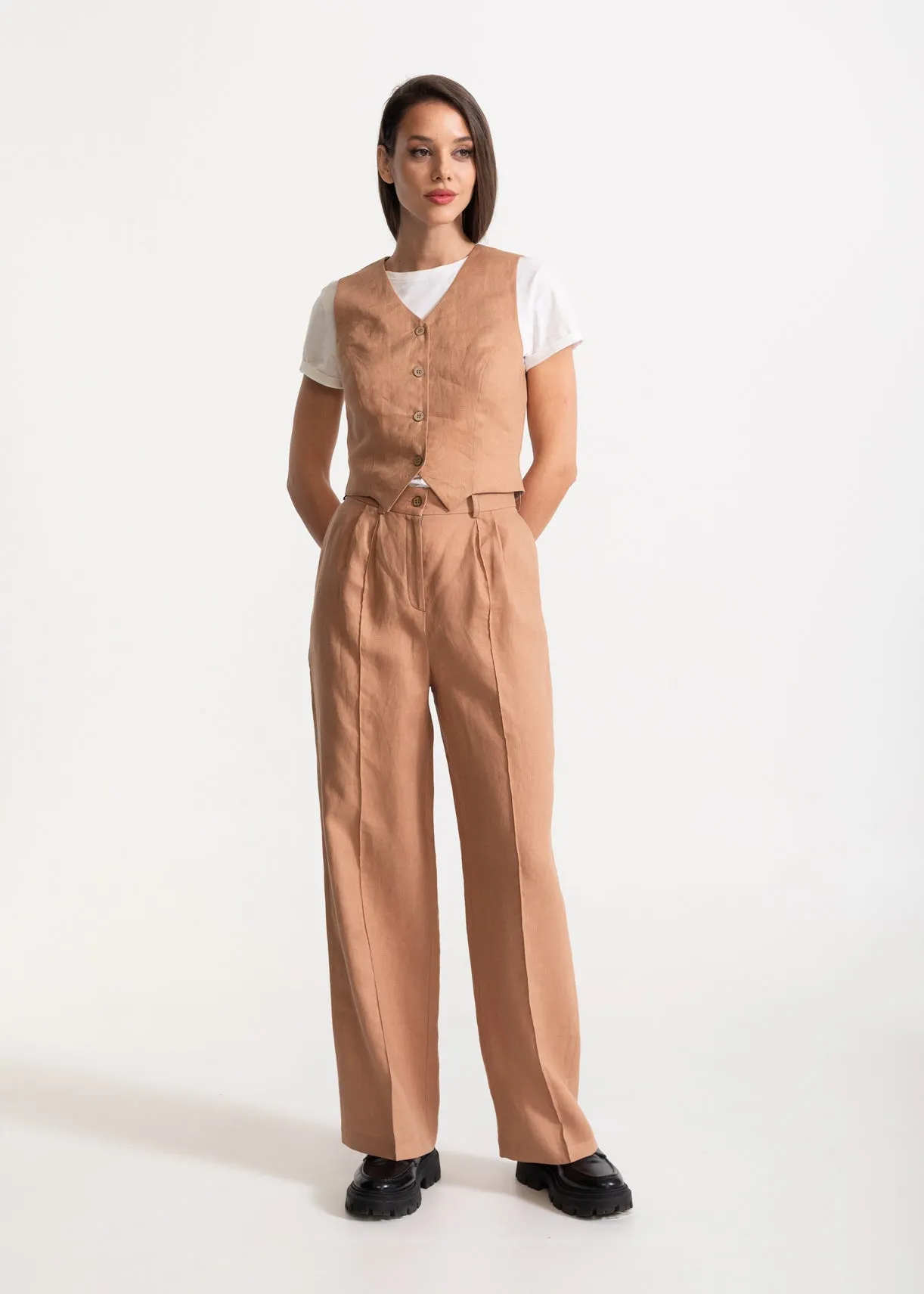 Women's Figa Linen Waistcoat Cappuccino sold by Ivalo.com product image thumbnail 4