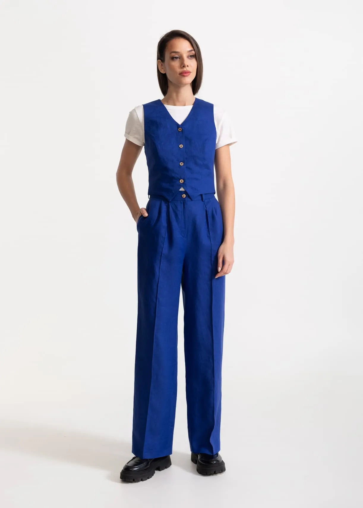 Women's Figa Linen Waistcoat Royal Blue sold by Ivalo.com product image thumbnail 4