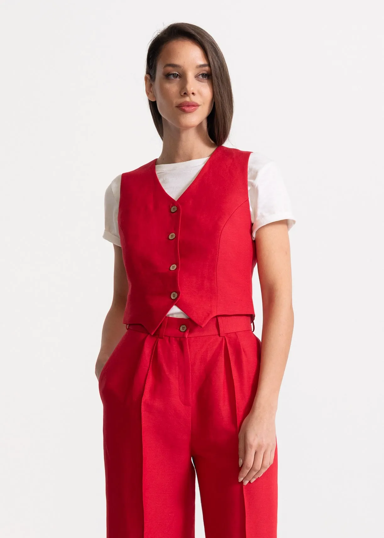 Women's Figa Linen Waistcoat Red sold by Ivalo.com product image thumbnail 3