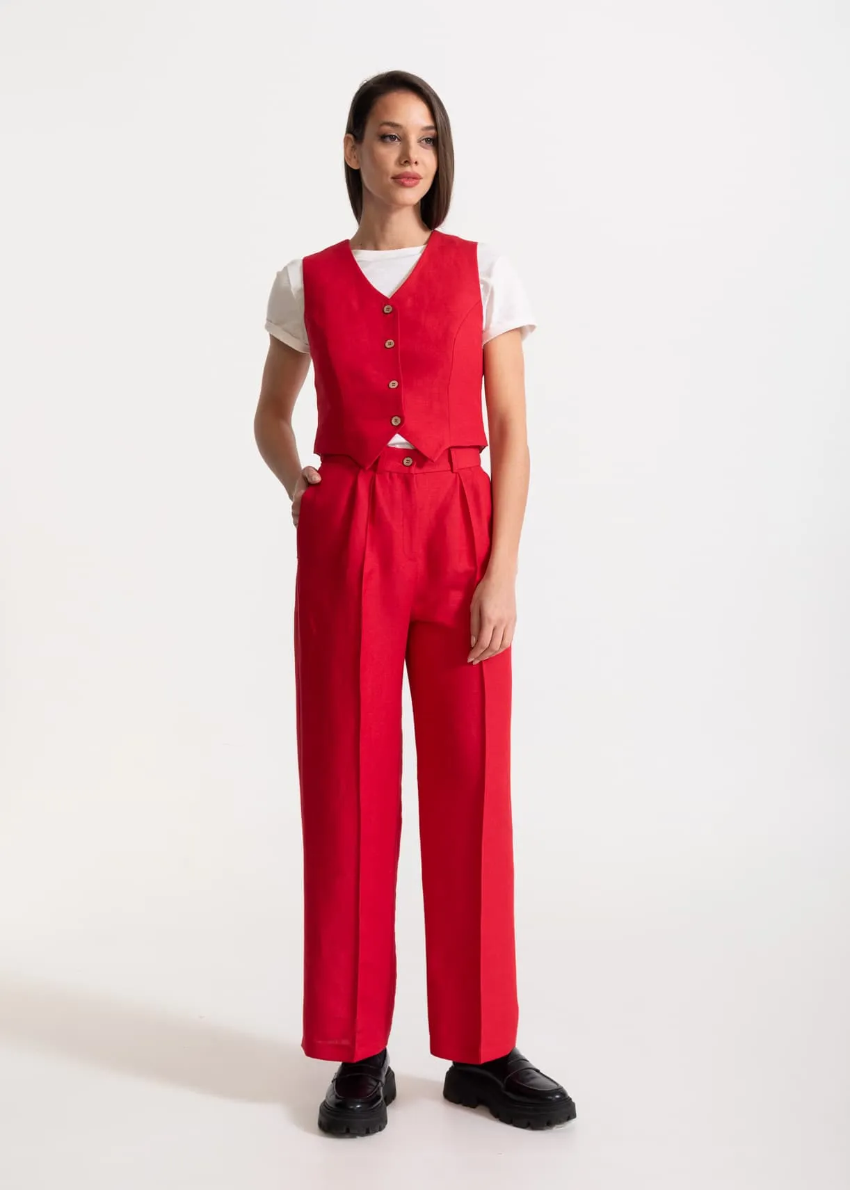 Women's Figa Linen Waistcoat Red sold by Ivalo.com product image thumbnail 4