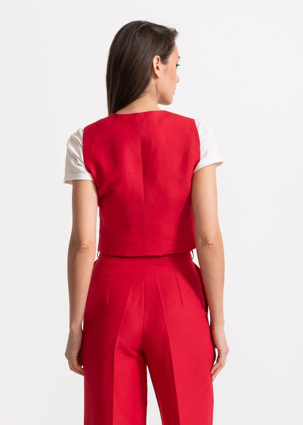 Women's Figa Linen Waistcoat Red sold by Ivalo.com product image thumbnail 2