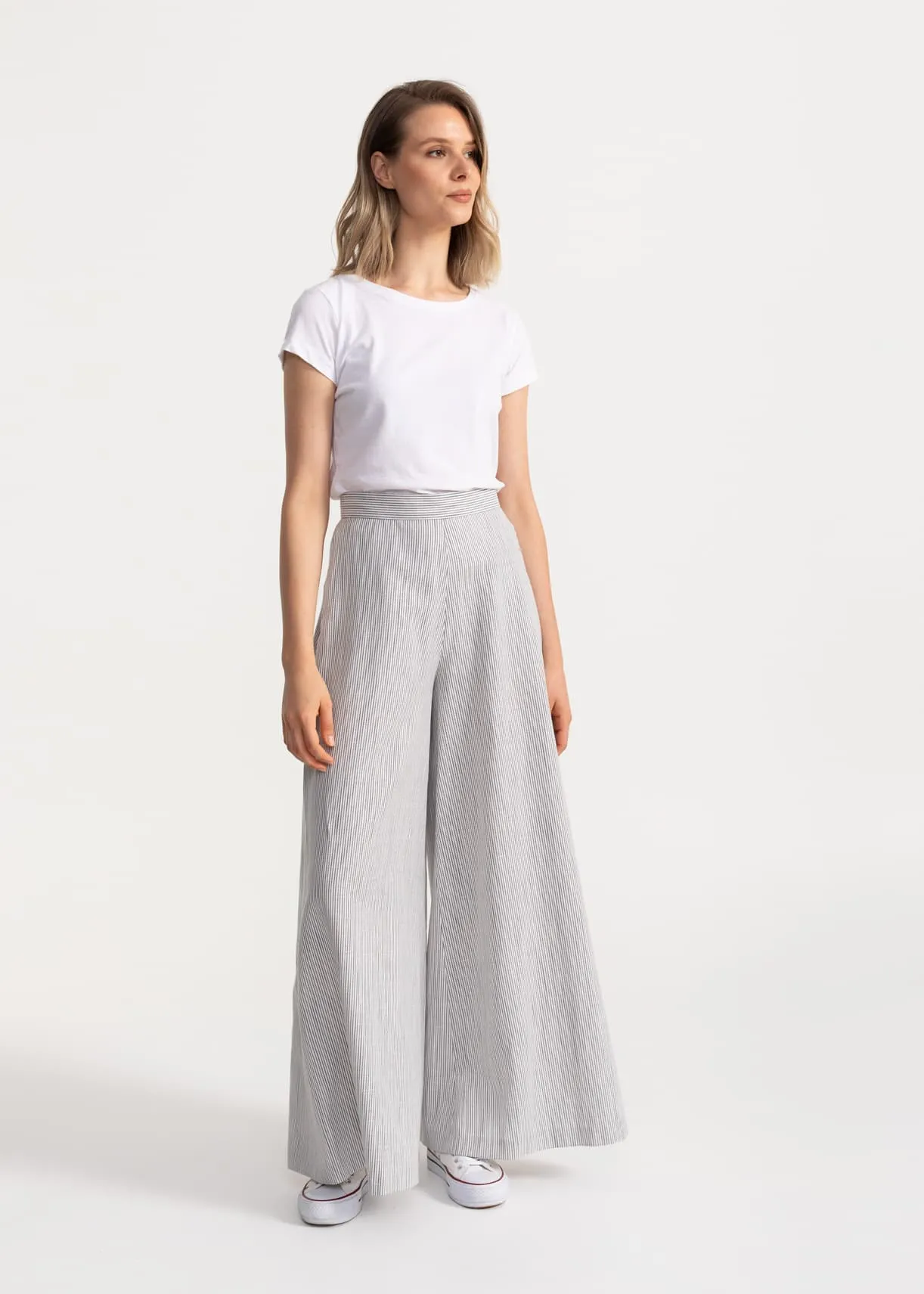 Women's Palazzo Cotton Pants Grey Stripes sold by Ivalo.com product image thumbnail 4