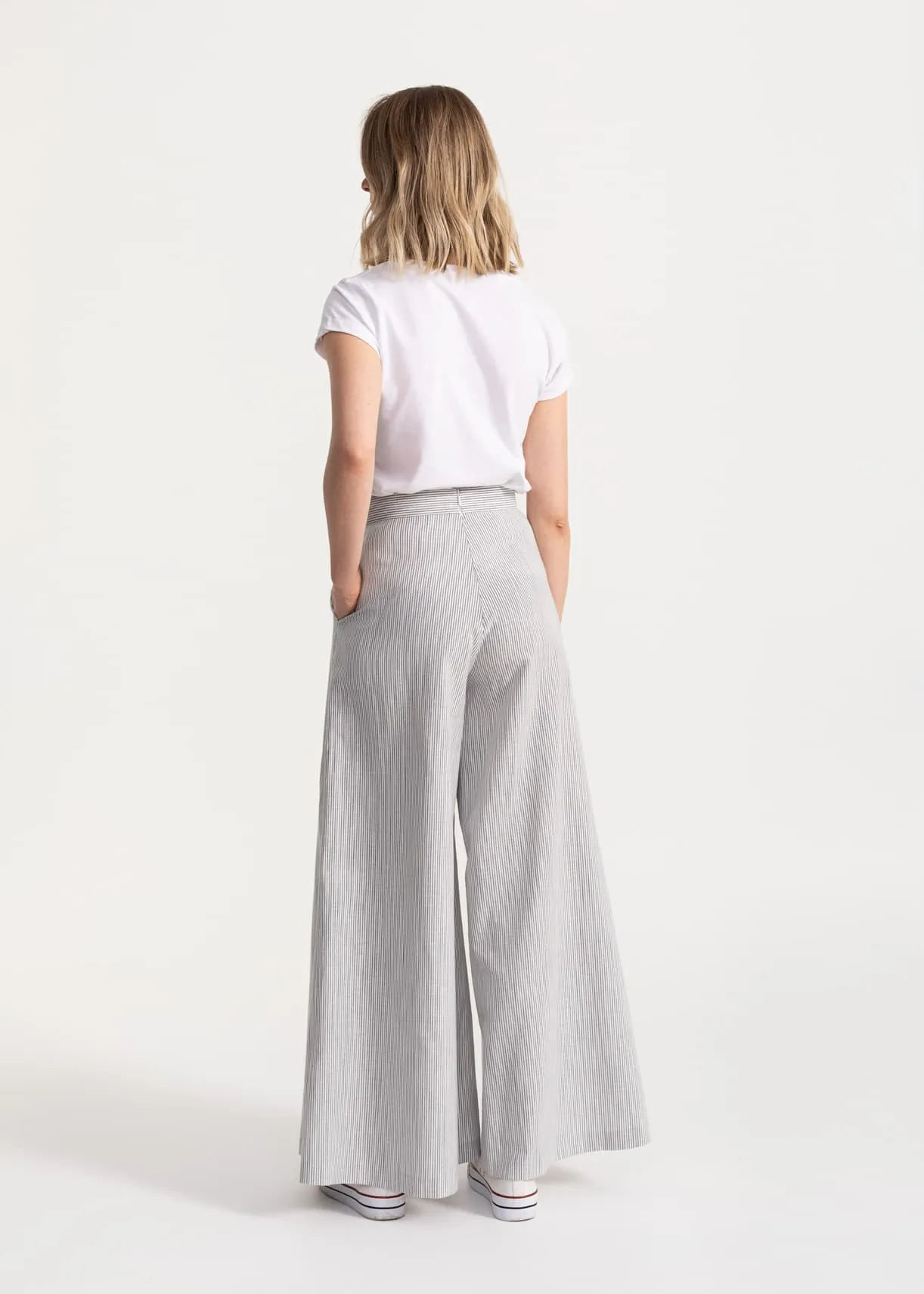 Women's Palazzo Cotton Pants Grey Stripes sold by Ivalo.com product image thumbnail 2