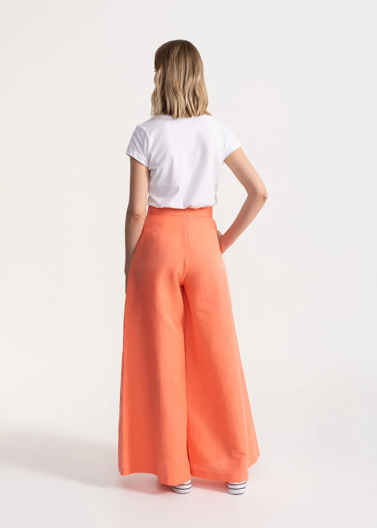 Women's Palazzo Linen Pants Melon sold by Ivalo.com product image thumbnail 2
